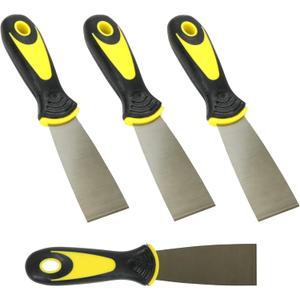 Harrier Hardware 4-Pack Soft Grip Handle Putty Scraper Knife, Flexible Blade, 1.5-inch Wide