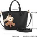 Women's handbag, artificial leather bucket wallet, women's top handle, shoulder bag strap, detachable small wallet (black)