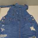 luvamia Women's Ripped Short Overalls Adjustable Denim Bib Overall Shorts Romper (X-Large, Fresh Bright Blue-folded Hem)