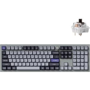 Keychron Q6 Pro Full Aluminum Wireless Bluetooth Custom Mechanical Keyboard for Mac Windows Linux, Full-Size QMK/VIA Programmable Knob KSA Double-Shot PBT Keycap Hot-Swappable K Pro Brown Switch(Grey)