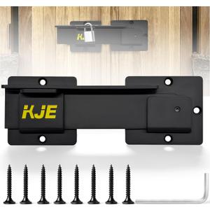 KJE 1 Pack 9-inch Flip Gate Latch Lock with Padlock Hole, 4mm Heavy Duty Aluminum Alloy Adjustable Door Latch with Mounting Screws for Shed, Fence, Double Gate, Barn, Farm Gate latches for Outdoor
