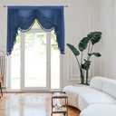 Waterfall Sheer Window Valances for Kitchen Tassels Swag Valances for Living Room Valance Curtains for Bedroom Rod Pocket (Navy Blue, W59 Inch)