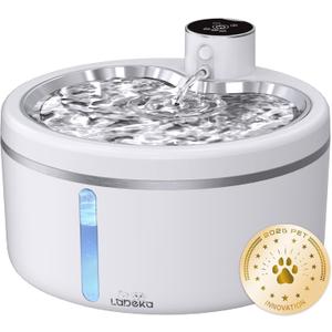 Wireless Cat Water Fountain with Stainless Steel Tray, 102oz/3L Pet Water Fountain for Cats Inside, Cat Fountain for Drinking with Motion Sensor, Ultra Quiet Pump, Cats & Dogs Gifts (2Filters)