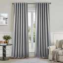 HOMEIDEAS 100% Blackout Faux Silk Curtains,Silver Grey Noise Reduction Thermal Insulated Room Darkening Window Drapes, Luxury Curtains for Bedroom Living Room Dining Nursery, 52 X 96 Inch, 2 Panels