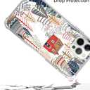 Aesthetic Christmas Village Trees and House Case for iPhone 14 Pro, Winter Silvan Snow Ground Cover for Girls Boys Women Men,Trendy TPU Bumper Cover Case for iPhone 14 Pro