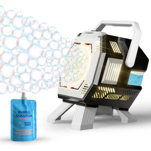 Belemar Bubble Machine for Kids with Lights, 6 Big Bubble Holes, Up to 15,000 Bubbles/Min, 320ml Large Tank, Battery Operated Portable Bubble Blower for Toddlers, Birthday Parties & Outdoor Fun