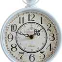 HZDHCLH Vintage Table Clock Battery Operated,Retro Mantel Clock for Living Room Fireplace Decor,Silent Metal Desk Clock,Farmhouse Shelf Clock (White)