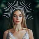 Halo Sun Crown Headband Sunburst Spiked Crown Headpiece for Halloween Women Cosplay Party Accessories