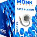 MONK CABLES | CAT6 Plenum Cable 1000ft | UTP, 23AWG, 550MHz | DSX-8000 Certified | Most Certified Cable of The Whole Market (Grey)