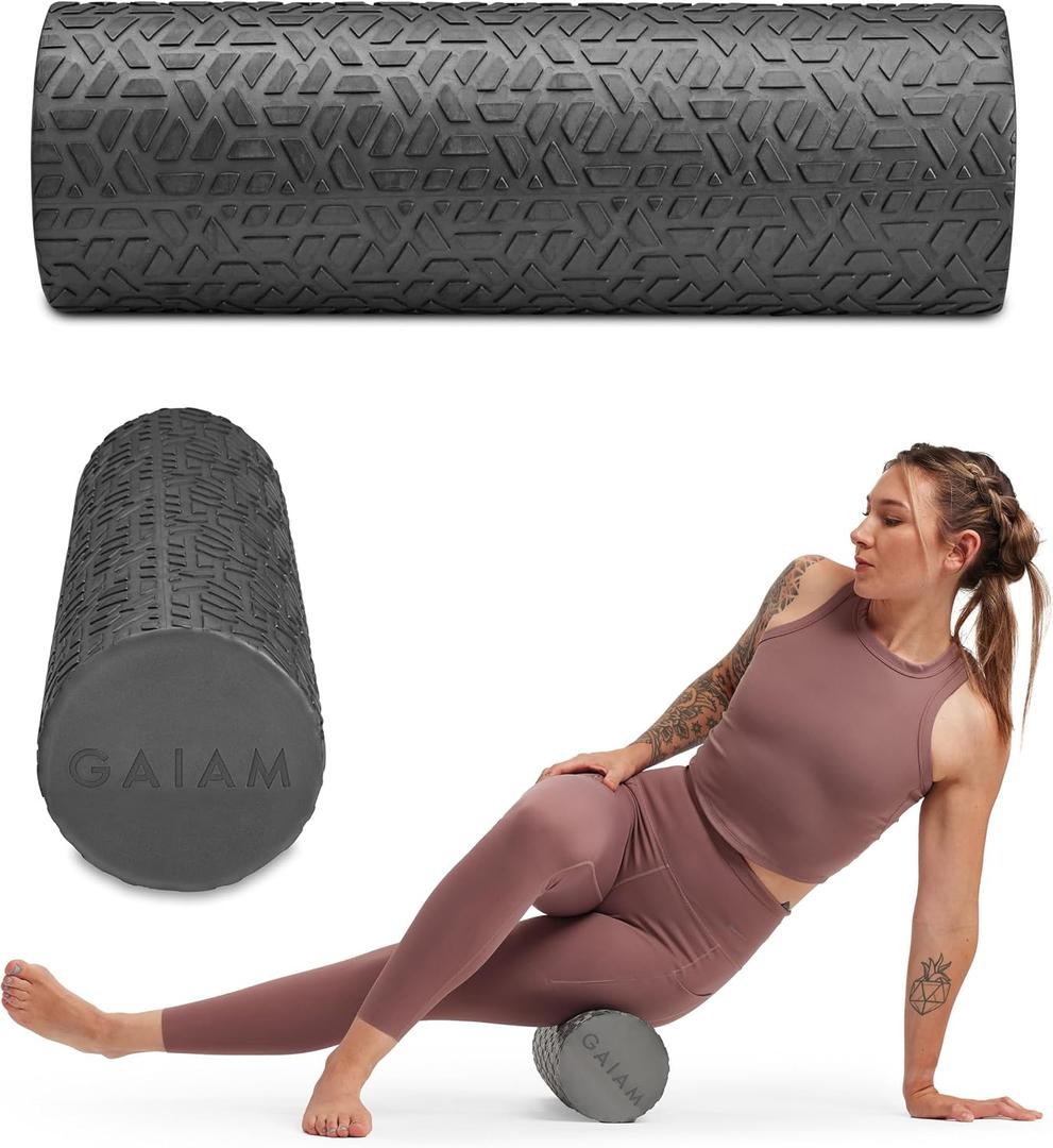 Gaiam Restore Foam Roller for Muscle Massage - Textured Muscle Massager for Stimulation, Total Body Pain Relief for Back, Neck, Foot, Calf, Leg, Arm - Deep Tissue Massager for Sore Muscles (18 Inches)