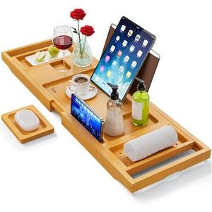 Amazon.com: Yirilan Bathtub Trays for Tub,Bath Tray, Foldable Bathtub Caddy,Bamboo : Home & Kitchen