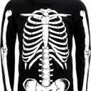 Funny World Glow in The Dark Men's Cotton Long Sleeve Skeleton Halloween T-Shirt