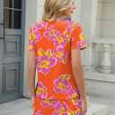 TCOT Pajamas for Women Set Summer Fashion Short Sleeve Crewneck Tops with Skirt Sets Pajama Casual Loungewear (Small, A Orange Purple Floral)