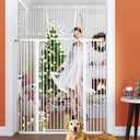 71" Extra Tall Cat Gate for Doorway 30"-49.27" Extra Wide Pet Gate with Adjustable Cat Door Wide,Auto Close, Pressure Mounted, Pet Gate for Cats & Small Dogs, Hallway, Stairs, Kitchen