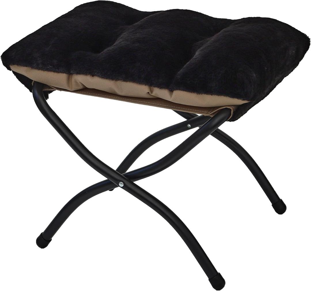 15"(H) Folding Ottoman, Foldable Footrest Stool, Portable Small Foot Stool for Couch, Collapsible Foot Rest Ottoman for Sofa, Accent Padded Ottomans for Living Room, Bedroom, Black