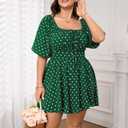 SCOMCHIC Women Plus Size Polka Dot Rompers (XXL)