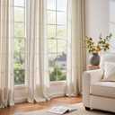 jinchan 108 Inch Curtains for Living Room Bedroom Semi Sheer Linen Curtains Light Glare Filtering Extra Long Beige Drapes for Dining Room Doorway Farmhouse Office, Wide 50" by Long 108", 2 Panels