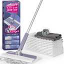 Disposable Sweeper Dust Mop, No-Touch Attach & Remove Cloth Instantly, Compatible with Swiffer Pads, Clamp Clip Mop for Kitchen House, Dorm, Classroom Wood Hardwood Floor Wall Cleaning(50'') (50 inch Length)