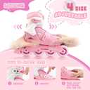 Inline Skates for Girls and Kids, Roller Skates Blades with 4 Size Adjustable Light up Wheels for Kids Girls Beginner Ages 4-8 5-8 6-12 8-12 Indoor Outdoor(Pink, Small - (US 9C-12C))