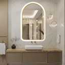 40"x24" Arched LED Bathroom Mirror, Wall Mounted Backlit Mirror with Lights Fog Free Lighted Framed Mirror Smart Anti-Fog 3 Color Temperatures Adjustable Brightness Gold
