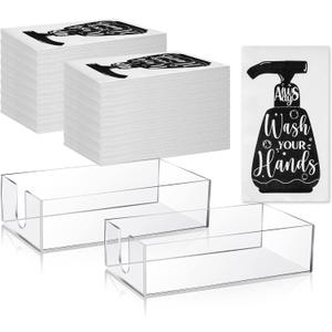 Outus Disposable Hand Towels 200 Pack with 2 Acrylic Holders Bulk Guest Bathroom Napkins Soft Paper Towels for Bathroom Powder Room Guest Room Party Decor