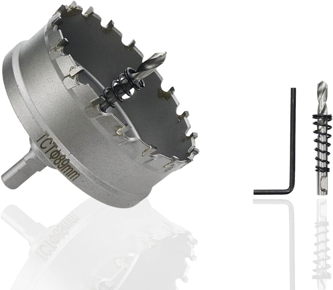Metal Steel Hole Saw Drill Bit 3.5"/89mm Cutting Dia Carbide Steel Tooth Hole Saw Cutter