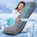 YZ HOME Cooling Body Pillow for Adults- Pillow Insert with Shredded Blue Memory Foam, Soft Support for Side Sleepper, Pregnant Women, Back Pain Relief, Washable Pillowcase (20x54 Inch, Grey)