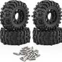 RC Wheels and Tires Truck Tires Short Course Tires for 1/10 Scale Car Arrm a Senton,Slash 2WD 44,Axia1,Rc 4wd,Red cat,Plastic Wheels Rubber Tires,4pcs (Black)