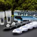 Tipsy Ships Battle Pong Party Game - 22 Plastic Cups, 8 Ship Trays, 3 Ping Pong Balls Included. Battle on Any Table! (Tipsy Ships Battle Set (with Cups))