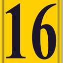 Premium Aluminum Number Signs 16, Metal 12" X 8" Yellow Numbered Signs Outdoor for Parking Lots, Floor, Dock, Court, Aisle, Field, High Visibility, No Fade, Weather-resistant