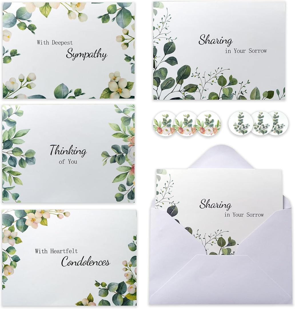 24 Pack Sympathy Cards with Envelopes for Loss of Loved one Condolences Cards with Thoughtful Messages