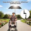 Wheelchair Umbrella Mount Holder, Umbrella Clamp for Wheelchairs, Adjustable Height & Angle, Easy Tool-Free Installation, Outdoor Sun & Rain Protection for Wheelchairs, StrollersOnly Mount