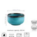 Henten Home Ceramic Salad Bowl Set, 15 OZ Cereal Bowls Set of 4, Porcelain Rice Bowls for Kitchen, Reactive Glaze Serving Soup Bowls for Snack, Pasta, Microwave Safe (Aqua)