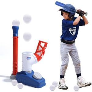EagleStone Baseball Tee,T-Ball Set for Kids Ages 3-5, Toddler Baseball Set with Step-On Pitching Machine, Adjustable Batting Tee, Bat and 6 Balls - Perfect Outdoor Christmas Toys Gift for Boys EagleStone Baseball Tee,T-Ball Set for Kids Ages 3-5, Toddler Baseball Set with Step-On Pitching Machine, Adjustable Batting Tee, Bat and 6 Balls - Perfect Outdoor Christmas Toys Gift for Boys