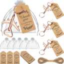 Honeydak 20 Set Airplane Bottle Opener Keychains with White Sheer Favor Bag Thank You Card Tags for Wedding Favor Baby Shower Return Presents Travel Theme Party Let the Adventure Begin