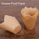 150pcs Tulip Cupcake Liners Natural Baking Cups Muffin Paper Liner Grease-Proof Wrappers for Wedding, Birthday Party, Standard Size, Natural Color