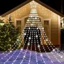 Onory Christmas Outdoor Star String Lights 23FT 860 LED Waterproof Waterfall Tree Lights with Star Topper, 8 Modes Christmas Decorations Outdoor Tree Lights for Patio, Yard, Party Holiday Dec (Cool White)