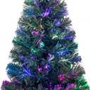 32inch Pre-lit Mini Fiber Optic Tabletop Artificial Christmas Tree, Small Xmas Tree with Stars Decorations-Gold