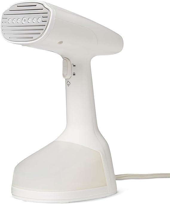 Amazon Basics Handheld Garment Steamer for Clothes, 1500W Turbo Extreme Steam, Travel Must Have with Dual Steam Modes, Auto Shut-off & Fabric Accessories, White