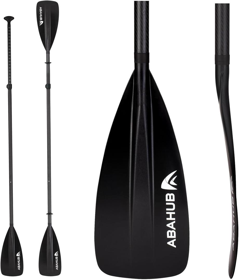 Abahub 1 x 4 Section Carbon SUP Paddle/Kayak Oar, Adjustable Stand up Paddleboard Paddles, Lightweight Carbon Shaft Black Plastic Blade