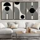 Drsoum Large 24x36in Black and White Abstract Framed Wall Art Decor Duotone Minimal Dark Brush Stroke Prints Shapes Illustrations Modern Art Decorative Ready To Hang - Black Framed