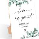Love is Sweet Sign, Greenery Wedding Ceremony Sign, Pack of 1 Wooden Tabletop Sign with Stand, Wedding Supplies, Engagement and Reception Wedding Decorations - LD25