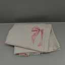 Tegeme Pink Bow Linen Shower Curtain Vintage Cotton Linen Cottagecore Shower Curtain with Hooks Bathroom Decor for Cute Preppy Aesthetic Boho French Country Spring Housewarming Gift 72 x 72 Inch