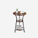 Small Round End Table for Narrow and Small Space, 3-Tier Round Rustic Brown