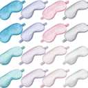 Coume 16 Pieces Silk Sleep Mask Eye Coverings for Sleeping Smooth Soft Eye Covers Mask About 20 x 9.2 cm/ 7.87 x 3.62 Inch