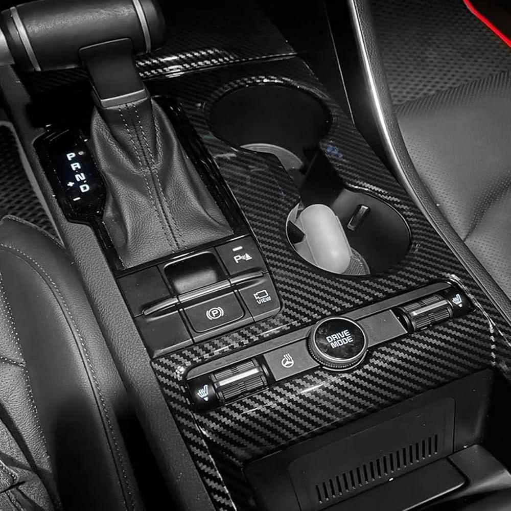 Panel Frame Cover Gear Shift Center Consoles Trim Carbon Fiber Black