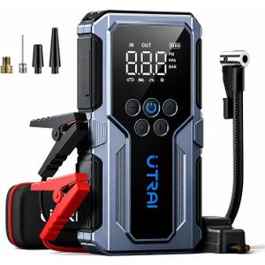 UTRAI Jump Starter with Air Compressor, 4000A Battery Jumper Starter Portable with 150PSI Tire Inflator, 18W Fast Charge, Emergency Light, 12V Jump Box for 8.5L Gas & 6.5L Diesel Engines, Storage Case