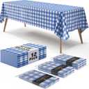 Exquisite Picnic Table Cover - 12 Pack Premium Rectangle Plastic Tablecloth - Blue & White Checkered BBQ Plastic Table Cover - Gingham Checkerboard Disposable Plastic Tablecloth 54" x 108" Rectangle