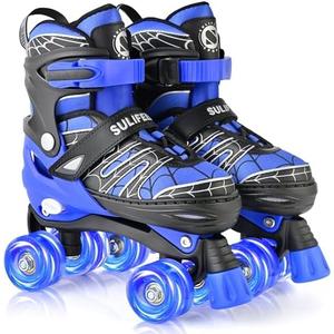 SULIFEEL Adjustable Kids Roller Skates for Boys Ages 3-5 5-8 6-12 with 4 Sizes Adjustable Light up Wheels, Best Children Gift for Beginners Indoor Outdoor Sports, Size 37-39