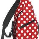 Famame Red White Polka Dot Sling Backpack Chest Bag Crossbody Shoulder Bag Gym Cycling Travel Hiking Daypack For Men Women